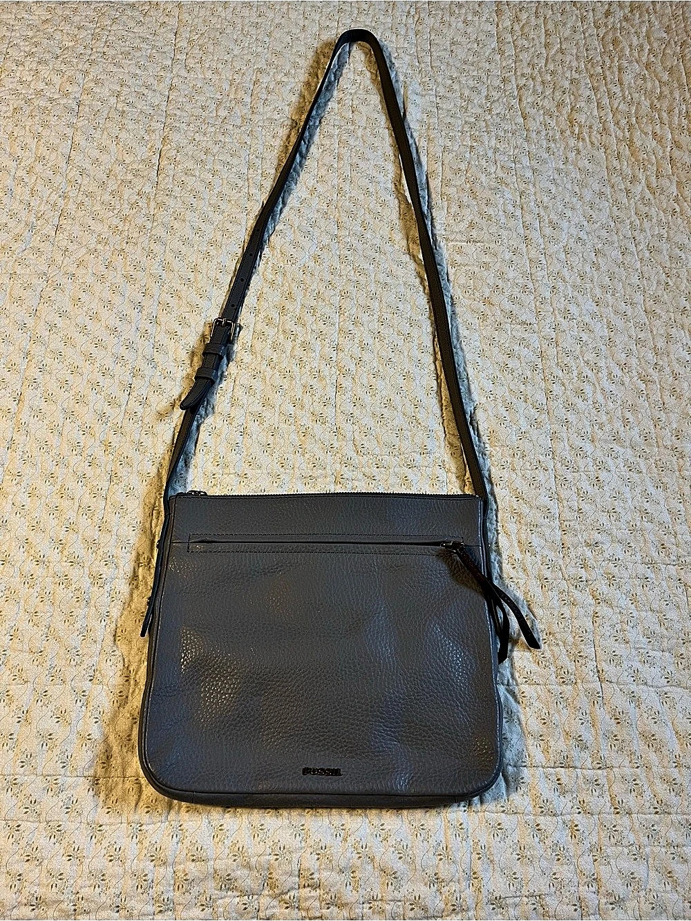 Fossil Kinley Small Crossbody Gray & Brown Bag EUC